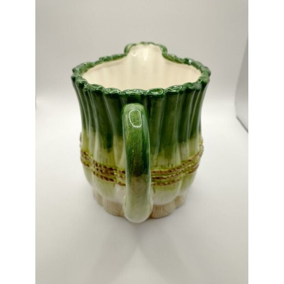 Vintage Takahashi Hand-Painted Ceramic Pitcher With Scallion Design - Picture 4 of 5